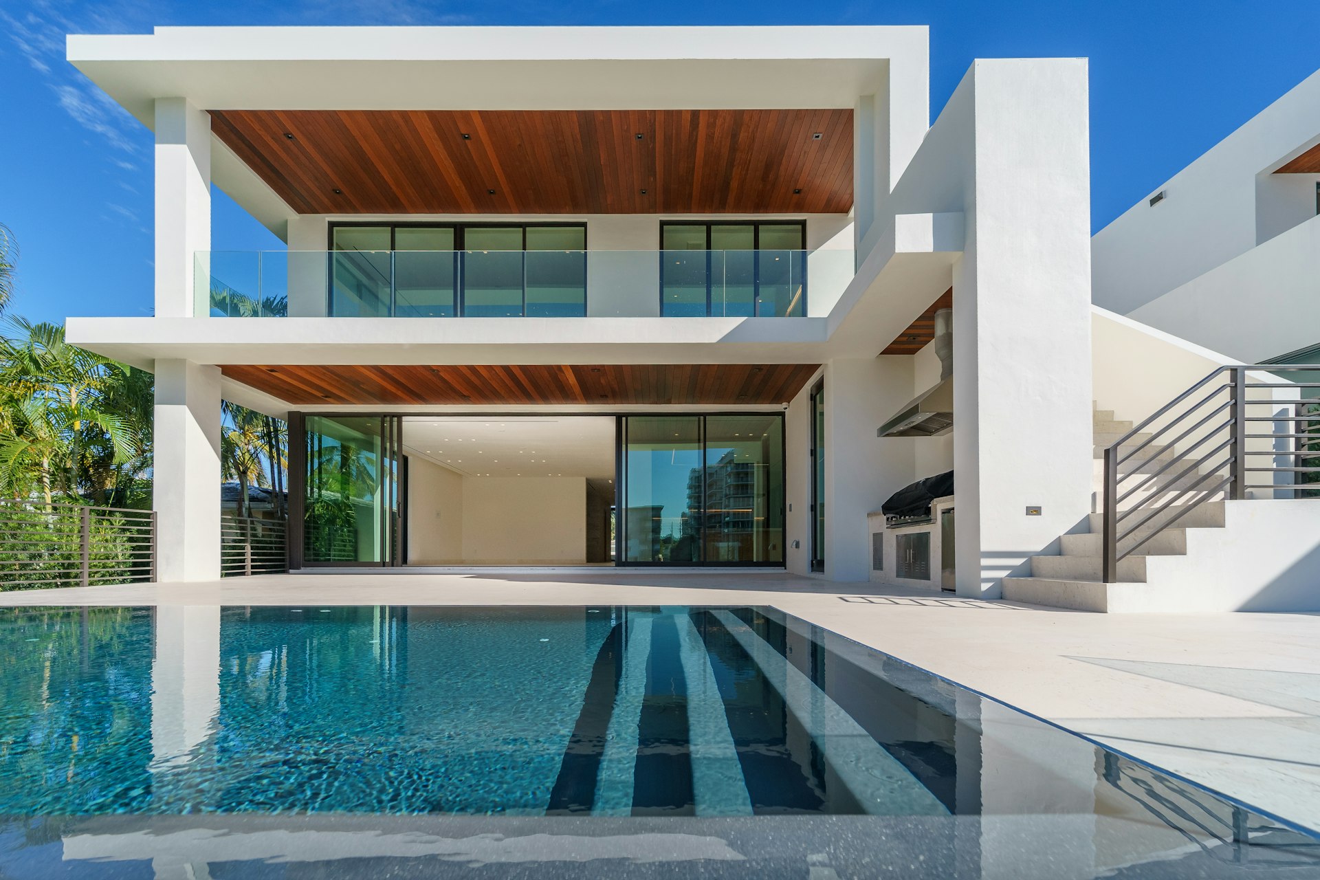 Premium vacation villa at dusk, placeholder still pending an approved SRM film